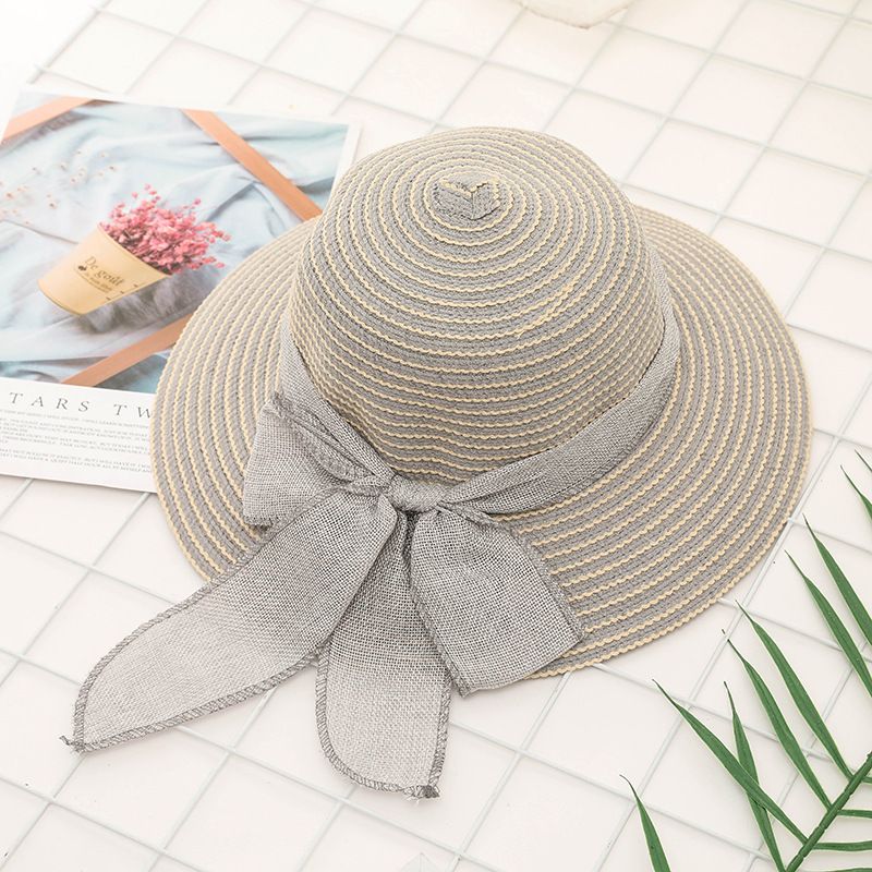 Caqui TENDYCOCO Sombrero de Sol con Lazo de Paja Mujer Tapa de Bloqueador Solar de Bowknot Duradero Simple para Viajes a La Playa Al Aire Libre 