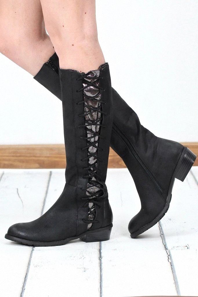 women's boots with laces and zipper