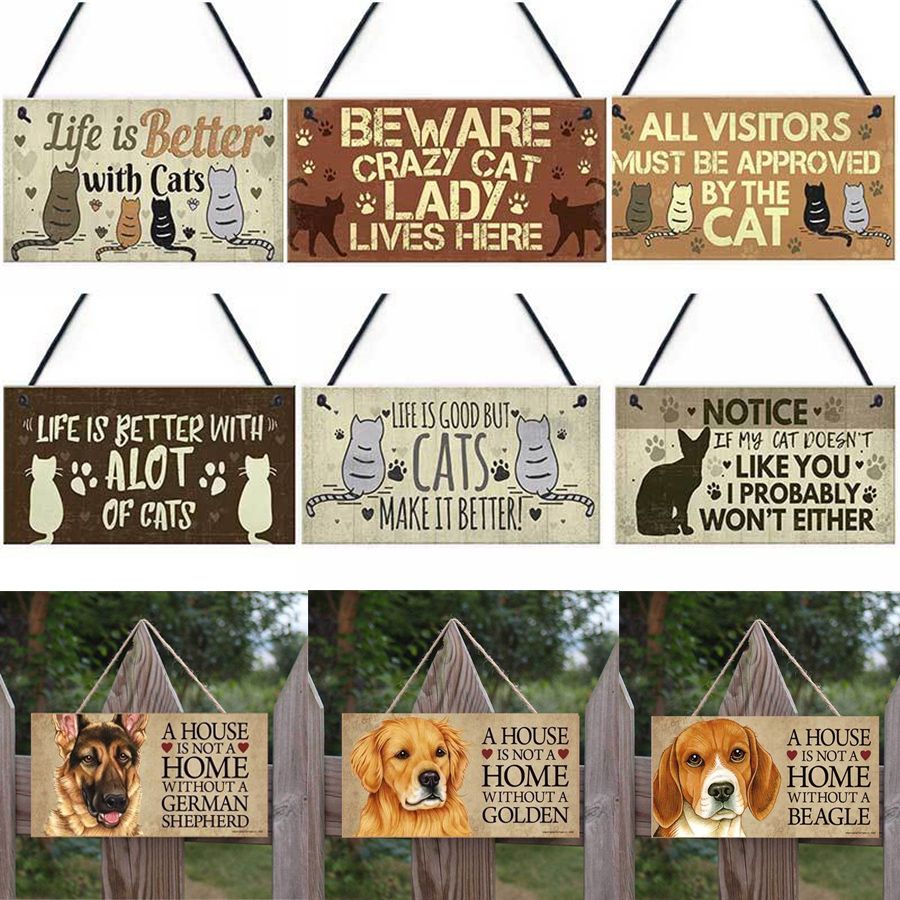 NEW Dog Tags Rectangular Wooden Sign Plaque Lovely Friendship Animal Home Decor