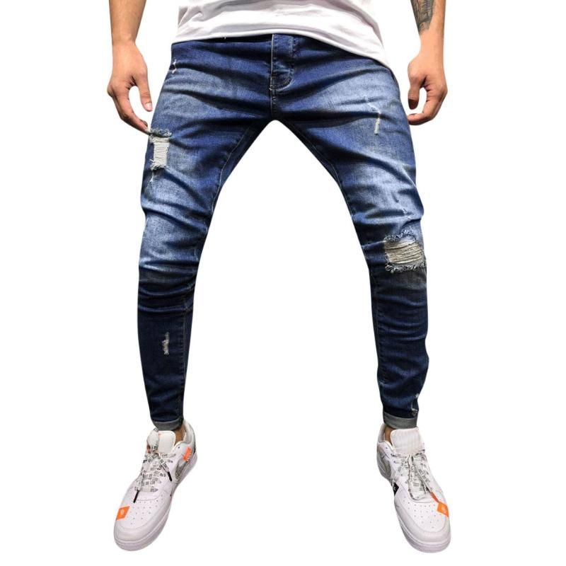 Compra Pantalones Vaqueros Para Hombre Pantalones De Mezclilla Pantalones  Elegantes Delgado Delgado Hip Hop Retalado Frayed Moda Menores Hombres  Pantalones De Lápiz Masculinos Barato | Entrega Rápida Y Calidad | Es.Dhgate