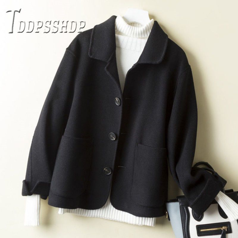 Chaqueta de lana gris de alta calidad para mujer traje corto corean Chaqueta de lana gris de alta calidad para mujer traje corto corean