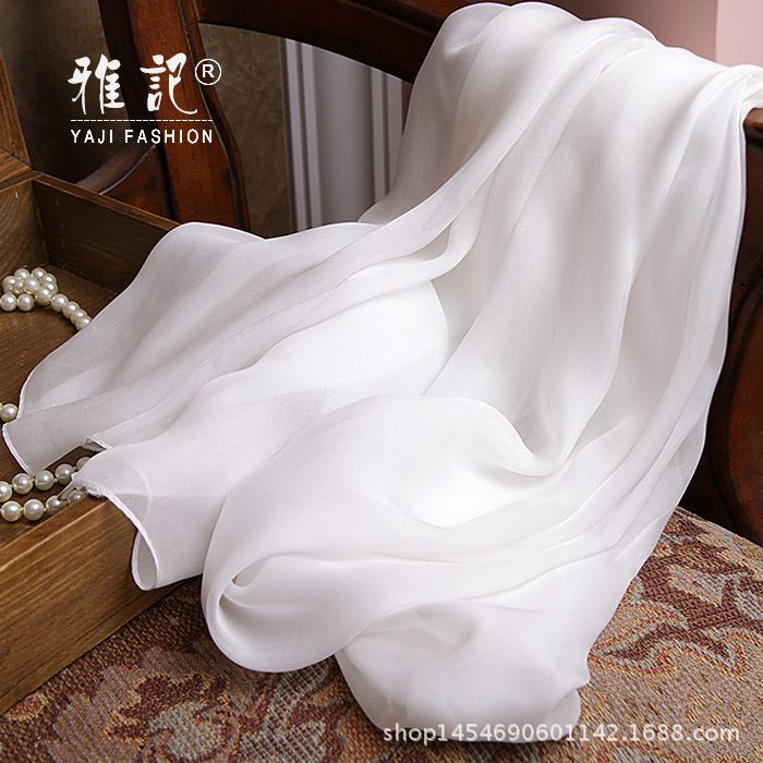 白いカラースカーフ180-65cm