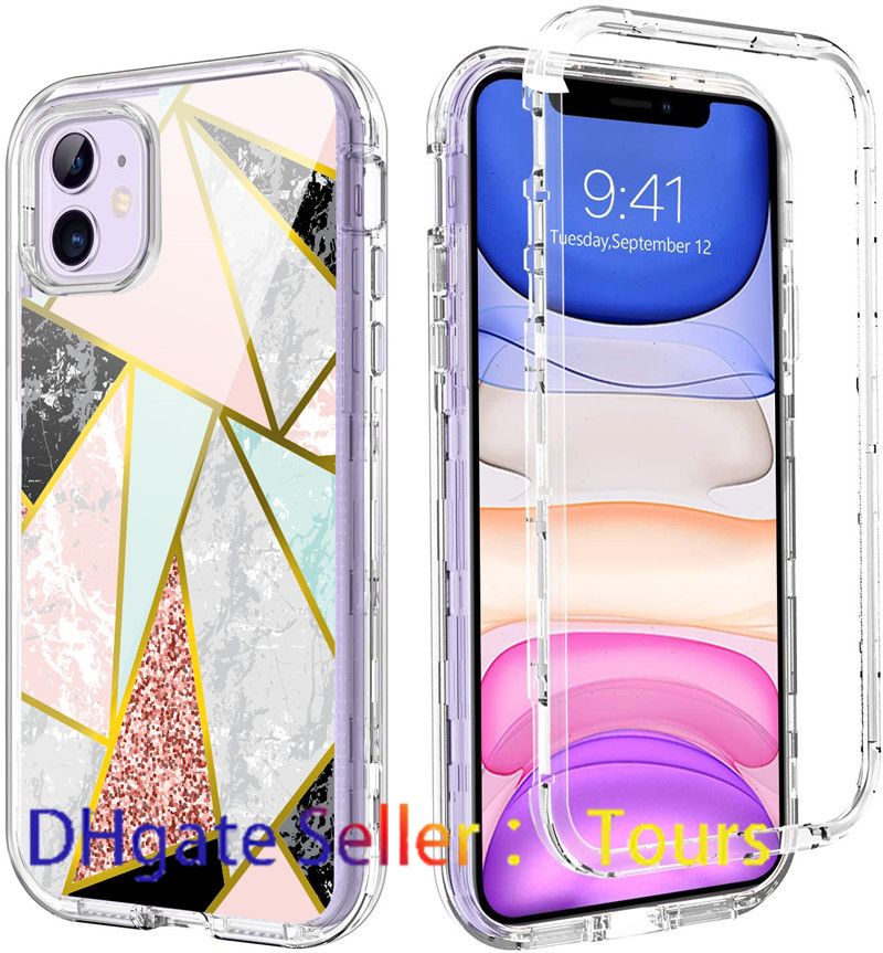 Para Iphone 12 Funda De Lujo De Marmol De Tres Capas Cubierta Protectora A Prueba De