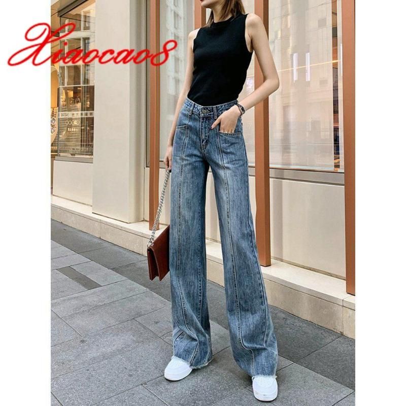 Compre Pantalones Vaqueros Para Mujer Patchwork Azul Mujeres Altas Pierna  Ancha De Cintura Alta Para Pantalones De Mezclilla Sueltos Delgados Femme  Pantalones Mamá MUJER A 28,83 € Del Yansuhuan | Es.Dhgate.Com