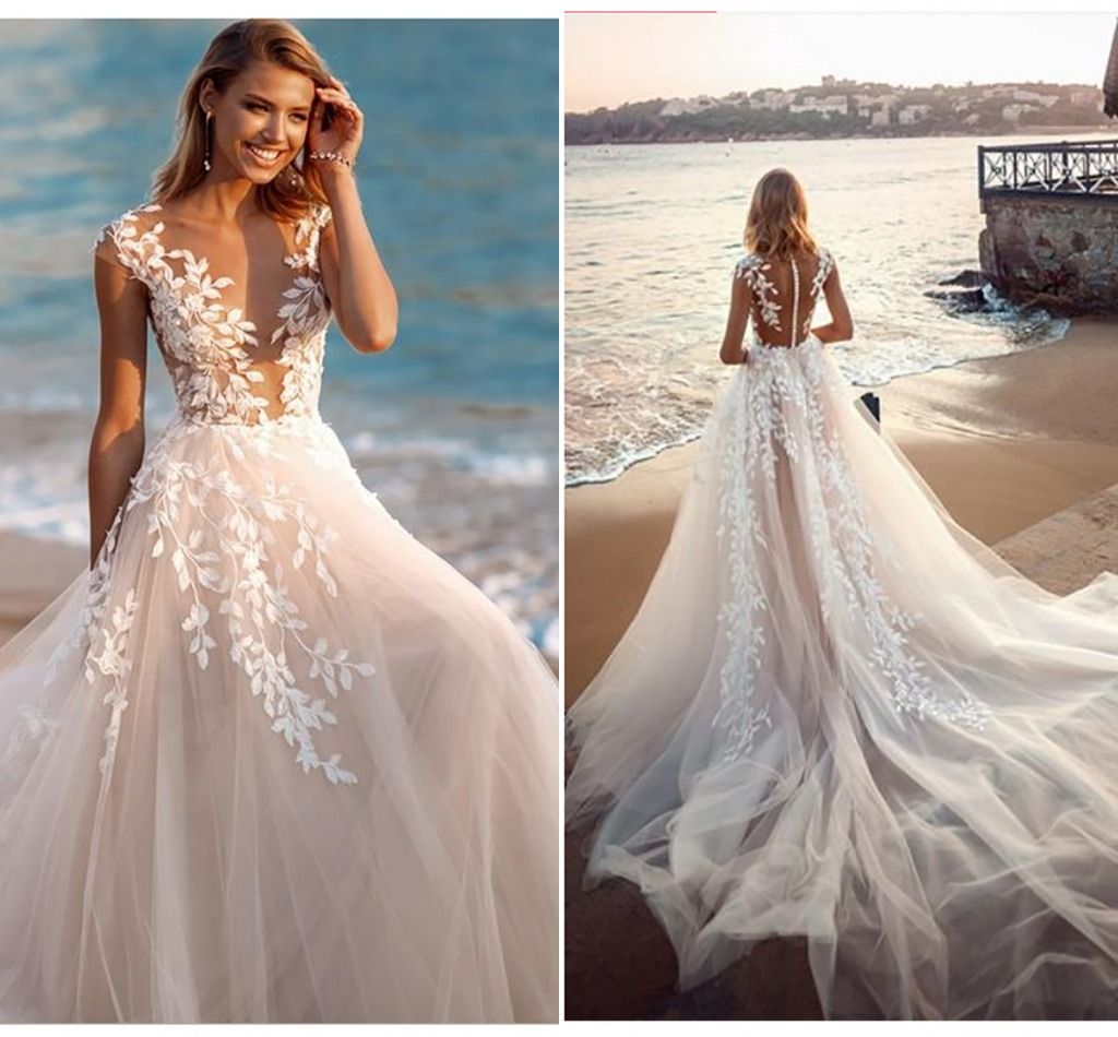 leaf lace wedding dress