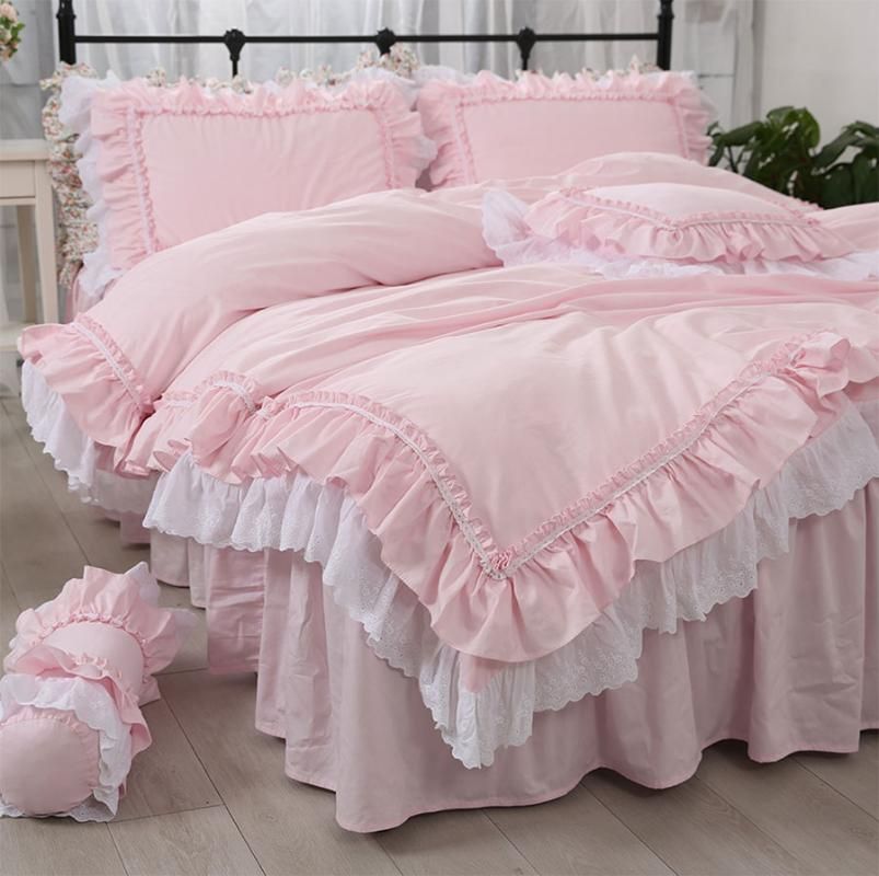 Bedding Sets Princess Pink Ruffled Set, Twin Pink Ruffle Bedding