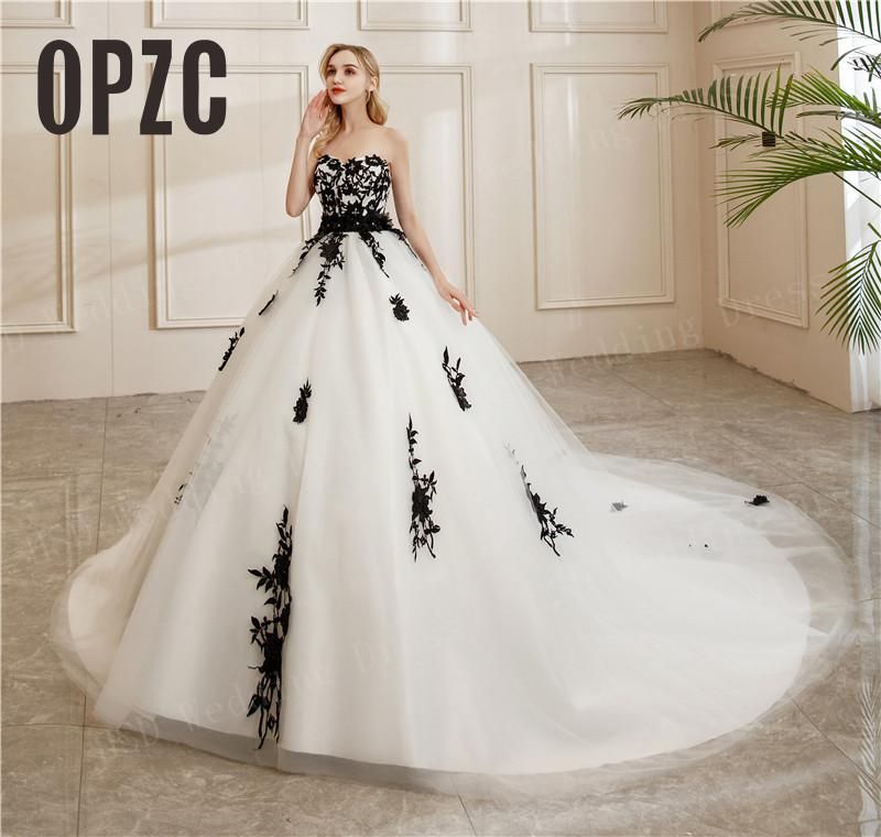 Nuevo estilo simple hermosa sin tirantes del cordón del bordado vestido de novia Negro Apliques arco Nuevo estilo simple hermosa sin tirantes del cordón del bordado vestido de novia Negro Apliques arco