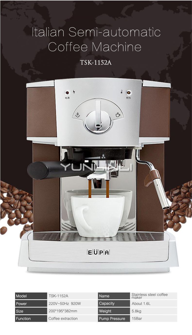 Compra Café Espresso Comercial / Cafetera Doméstica Cafetera  Semiautomática, Cafetera Italiana TSK 1152A Para El Hogar Y Así  Sucesivamente Barato | Entrega Rápida Y Calidad | Es.Dhgate