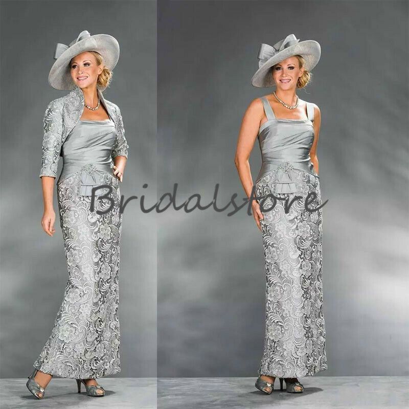 Best Lace Mother Of The Bride Dresses With Jacket Elegant Two Piece Ankle Length Beach Wedding Guest Dress For Women Party Wear Cheap Grooms Mothers Dresses Mother Bride Dresses Plus Size From