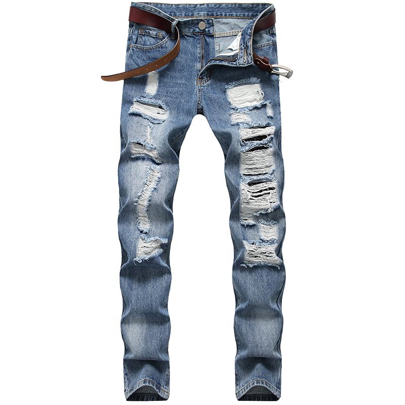 Compra Jeans Para Hombre Estilo Europeo Y Estadounidense Hombres Rompe Hole  Hole Straight Slim Pantalones De Moda 5 Estilos Denim Barato | Entrega  Rápida Y Calidad | Es.Dhgate