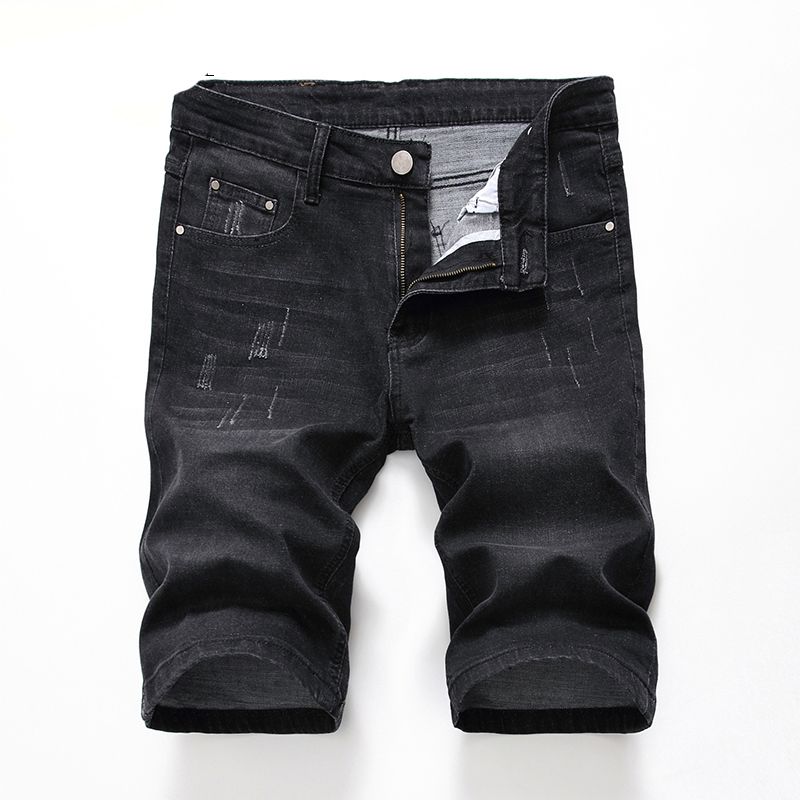 elastic denim shorts mens