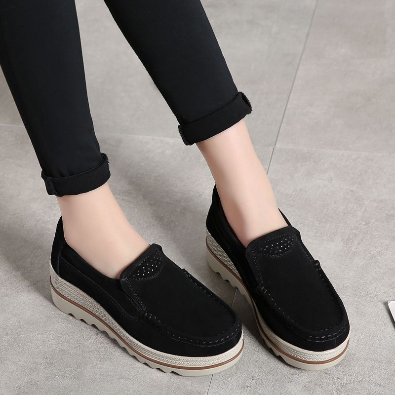 HANBINGPO 2019 Spring Women Flats Shoes Platform Sneakers Slip On Flats Leather Suede Ladies Loafers Moccasins Casual Shoes Women HANBINGPO 2019 Spring Women Flats Shoes Platform Sneakers Slip On Flats Leather Suede Ladies Loafers Moccasins Casual Shoes Women
