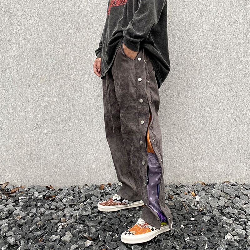 Acquistare Pulsante High Street Lato Di Stampa Suede Pantaloni Larghi Con  Coulisse Mens Sciolti Direttamente Pantaloni Hip Hop Oversize Pantaloni  Economico | Consegna Veloce E Qualità | It.Dhgate
