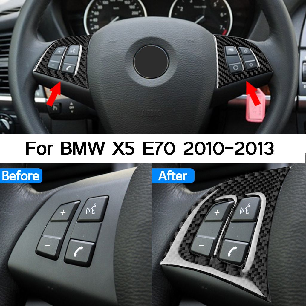 Real Carbon Fiber 100 Car Steering Wheel Button Frame Trim For BMW X5