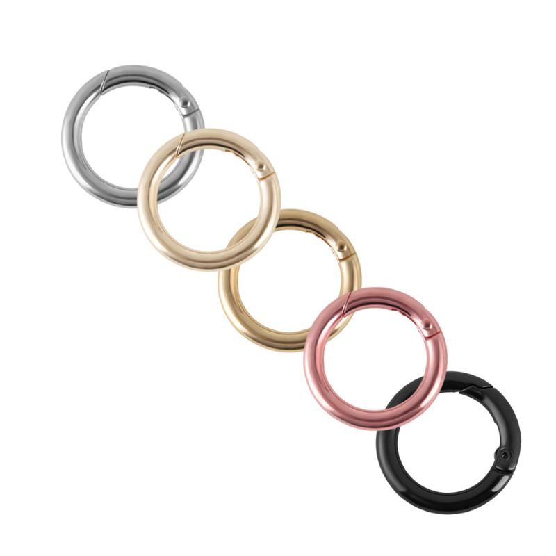 Circle Round Carabiner Silver Spring Snap Clip Hook Keychain Buckle Outdoor 2Pcs 
