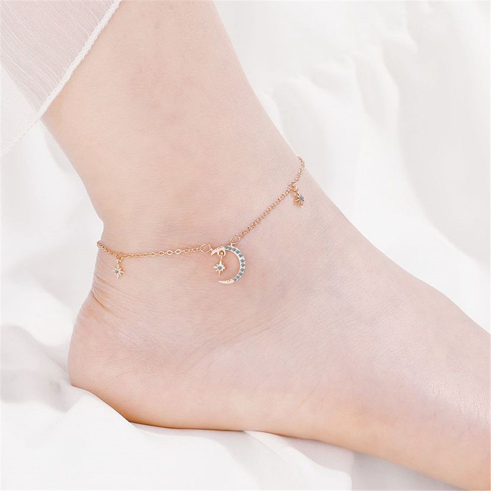 Joyería tobillera pulseras para las mujeres Luna y las Cubic Zirconia cadena del