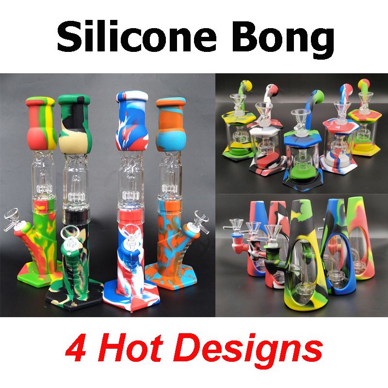 2021 Silicone Bongs Percolators Perc Removable Straight Water Pipes