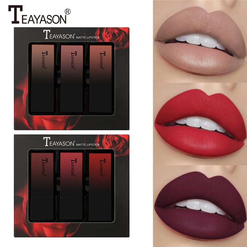 TEAYASON Matte Lipstick Set Lip Glaze Lip Gloss Black Lipstick Non