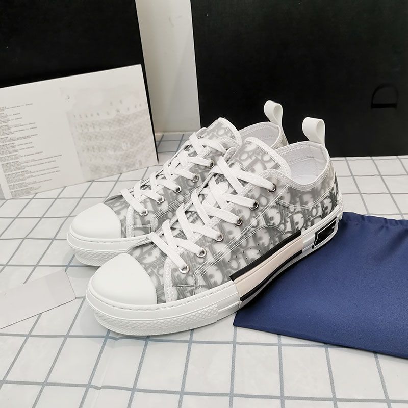 Sneaker de caña baja B23 Lona con motivo Dior Oblique blanco y negro | DIOR