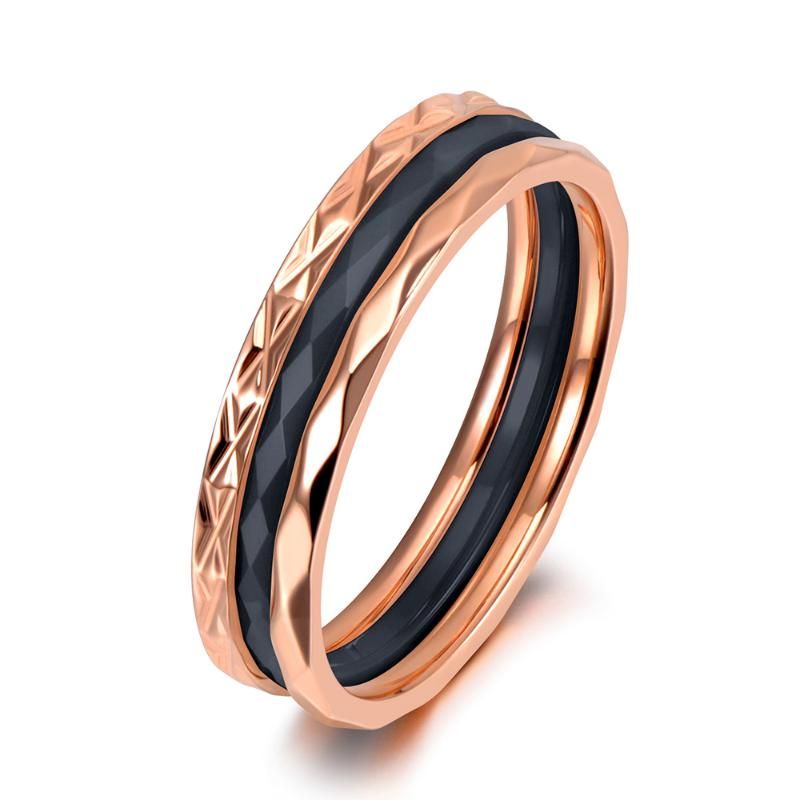 Bobotuu Moda Corte En Blanco Y Negro Anillo De Cerámica De Bobotuu Moda Corte En Blanco Y Negro Anillo De Cerámica De