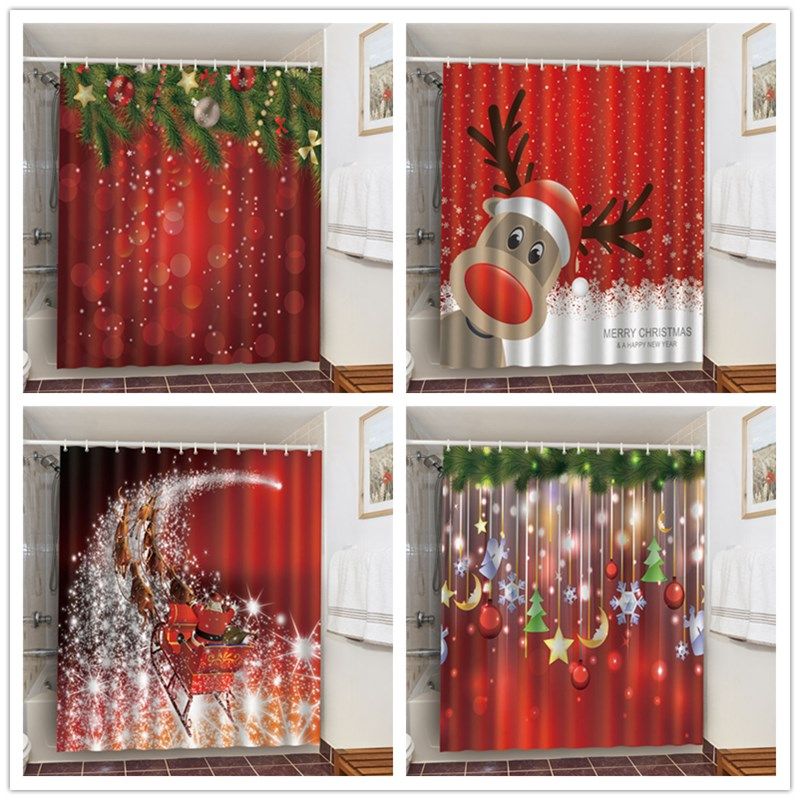 kupit optom novyj god vannaya komnata dush shtory snezhinka moon dekorativnoe podveska printed s rozhdestvom gostinaya domashnee ukrashenie zanaves