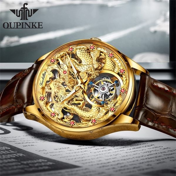 Купить Oupinke Tourbillon Часы Бренд Мужские Механические Часы Скелет  Кожаные Мужские Часы Роскошные Деловые Часы Sapphire Водонепроницаемый 0925  Недорого | Быстрая Доставка И Качество | Ru.Dhgate