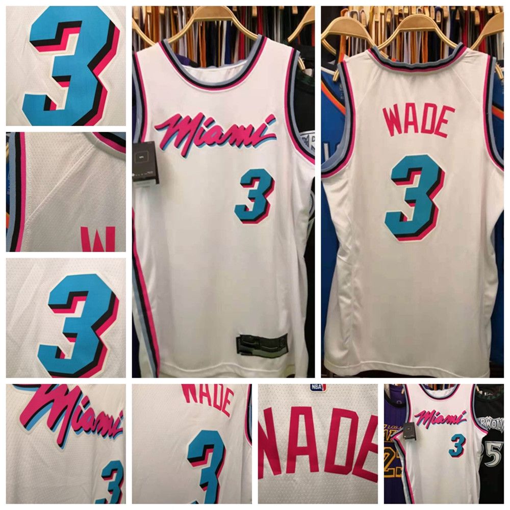 NBAMiamiHeatDwyaneWade3 White City Hot Press Edition  Jersey From Qazovo, $20.73