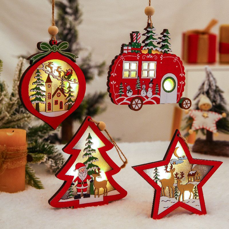 Christmas Tree Hanging Decorations Window Hanging Decoration Festive Keepsake Creative Funny Wooden Hollow Carving