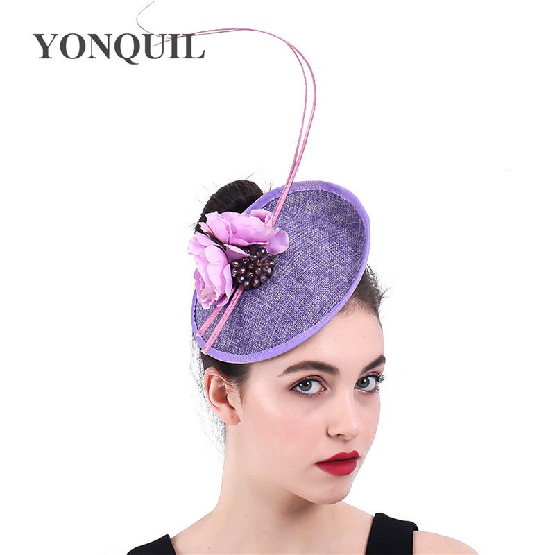 Women Fabric Flower Purple Fascinators 