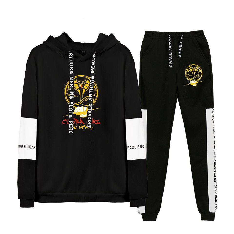 JDSWAN Unisex Cobra Kai Tuta 2 Pezzi Set Felpa con Cappuccio Jogging Pantaloni Cobra Kai Stampato Manica Lunga Pullover Tops e Pantaloni Sportivo Casuale Sportswear JDSWAN Unisex Cobra Kai Tuta 2 Pezzi Set Felpa con Cappuccio Jogging Pantaloni Cobra Kai Stampato Manica Lunga Pullover Tops e Pantaloni Sportivo Casuale Sportswear