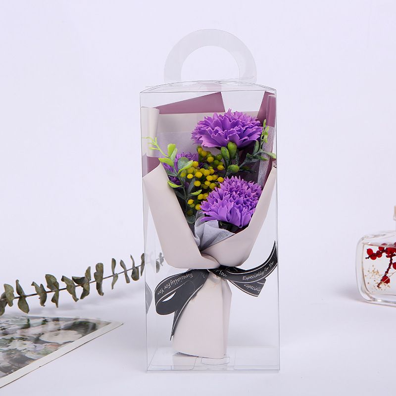 Bouquet viola con scatola in PVC