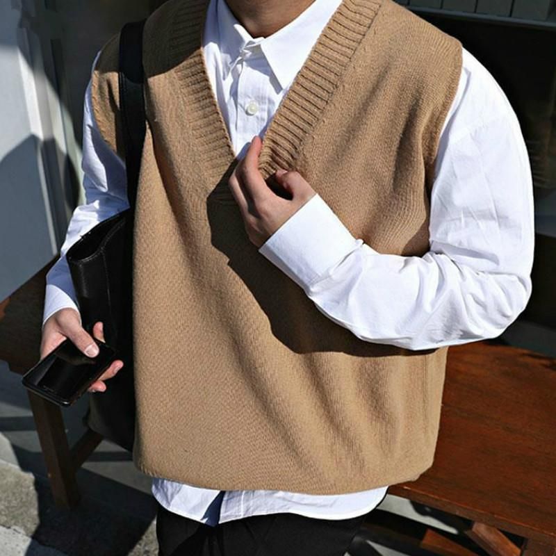 Compra Chalecos Para Hombres Chaleco Chaleco Hombres Con Cuello En V Sólido  Simple Casual 2xl De Gran Tamaño Primavera Otoño Chic Allo Partido Preppy  Estilo Diario Outwear Barato | Entrega Rápida Y