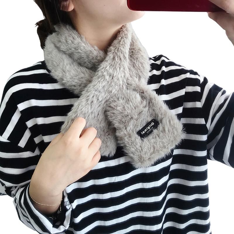 Scarves Warm Winter Women Scarf Snood Short Skinny Faux Fur Solid