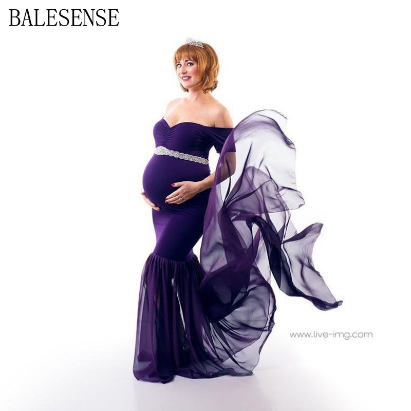 Women Pregnant Maternity Dress Ruffle Photography Shoot Dresses Long Maxi Gown