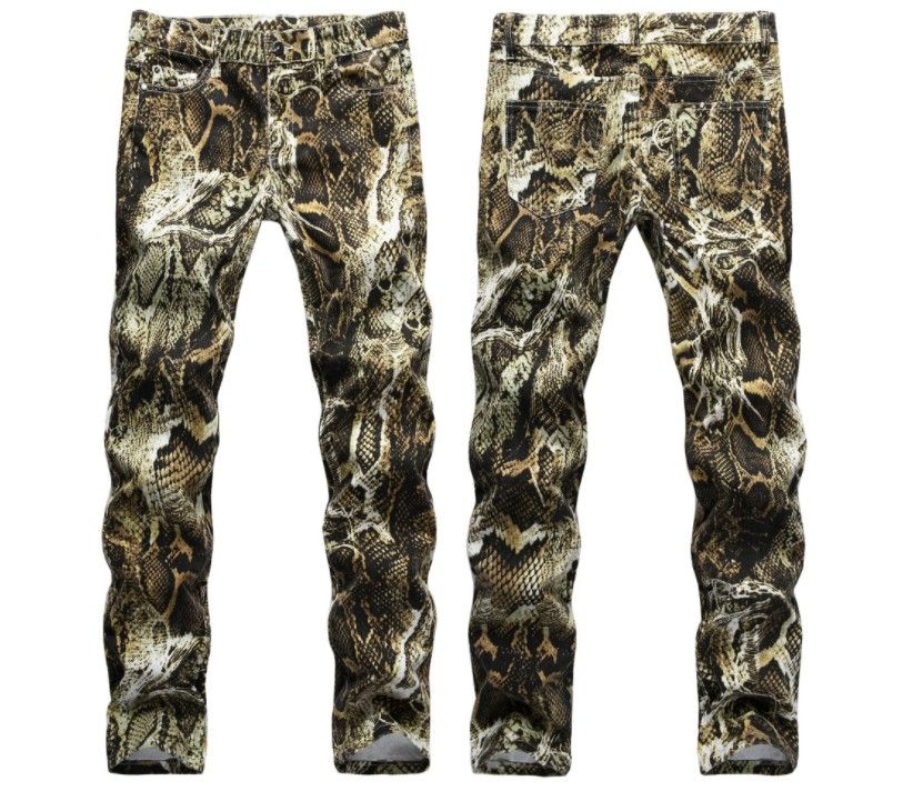 Acquista Stampa Pelle Di Serpente Maschile Camoflague Originale Slim Hip  Hop Rock Jeans Pantaloni Uomini Jeans Skinny Streetwear 29 38 A 21,89 € Dal  Fitzgerald10 | DHgate Italy