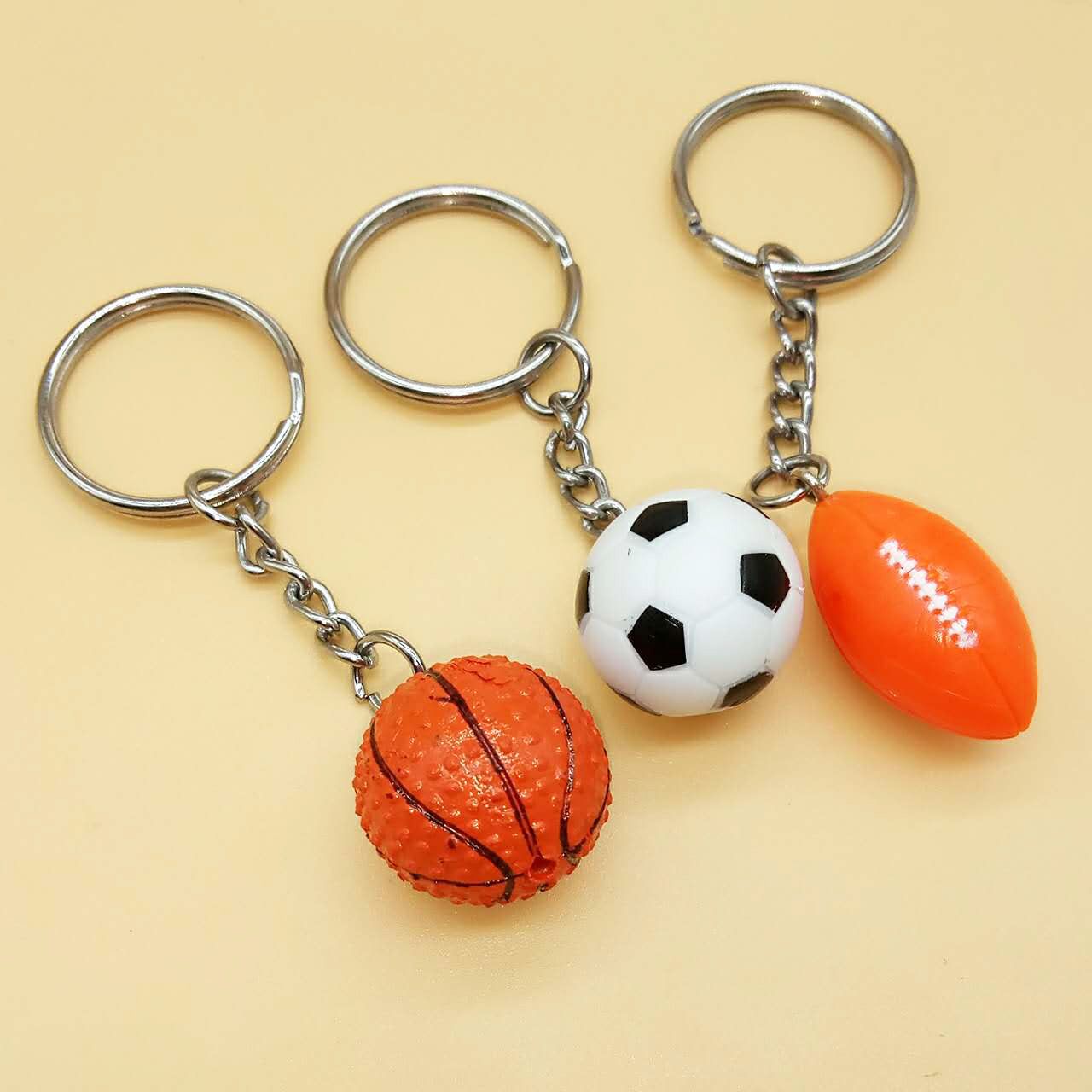 Football Basketball Golf Ball Pendant Keyring Sports Metal Keychain Car