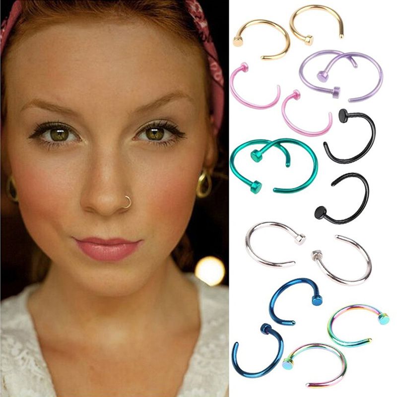 Fad Fake Septum Nose Rings Faux Piercing Nose Hoop Nose Studs Body Jewelry TD 
