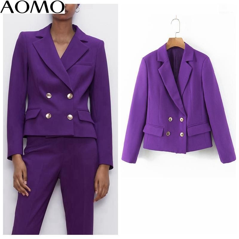 AOMO Fashion Women Dark Purple Blazer 