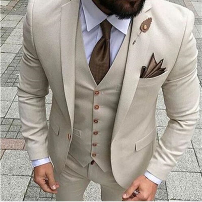 Compra Último Abrigo Pantalón DISEÑOS Beige Hombres Traje De PROM TUXEDO  SLIM FIT 3 Pieza Groom Trajes De Boda Para Hombres Blazer Personalizado  Terno Masuclino 201105 Barato | Entrega Rápida Y Calidad | Es.Dhgate