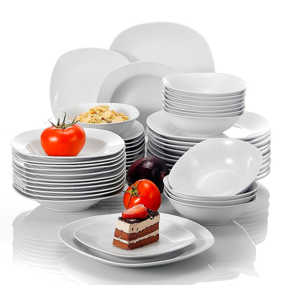 MALACASA 12-Piece White Porcelain Dinnerware at