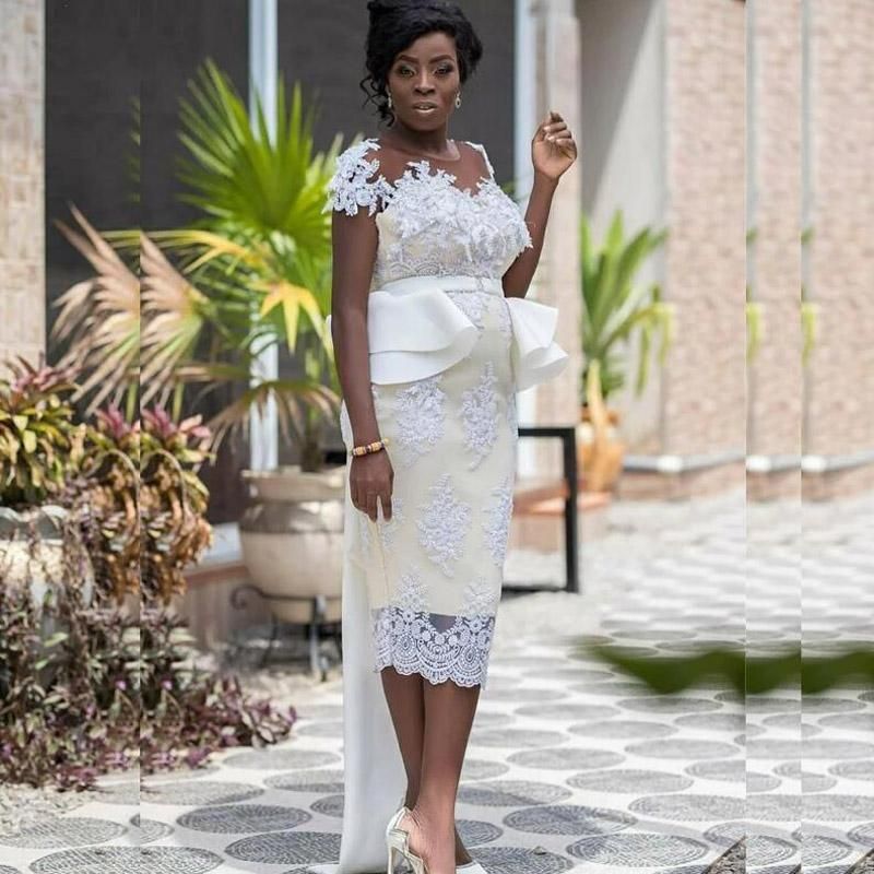 Bride Dresses Sheer Neck Appliques 