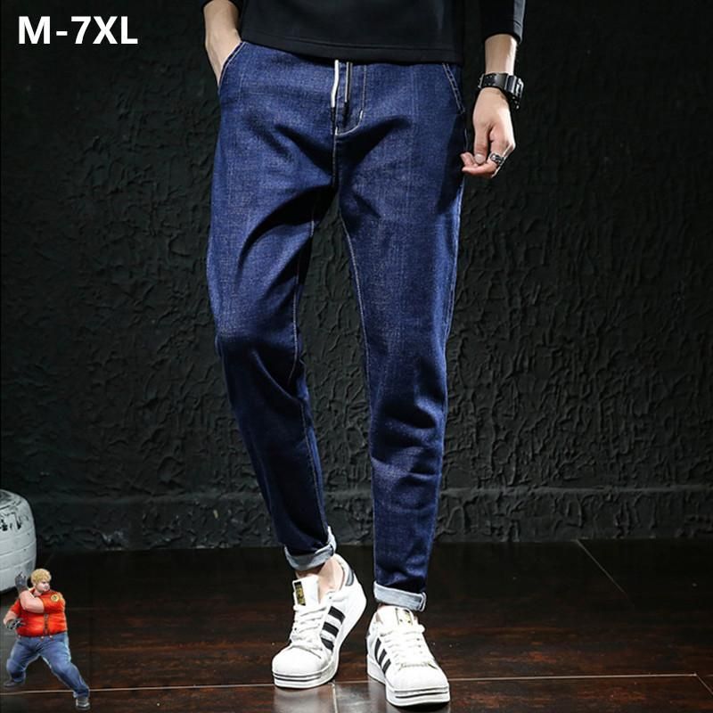 2020 Oversized Jeans Men Pencil Black Pants Plus Size 6XL 7XL Blue ...