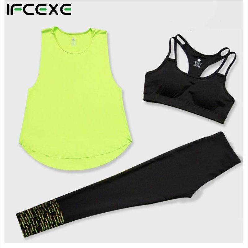 Rápido Dry Woman Gym Sports Running Yoga Sets Pantalones Ropa Tops y Chaleco Rápido Dry Woman Gym Sports Running Yoga Sets Pantalones Ropa Tops y Chaleco