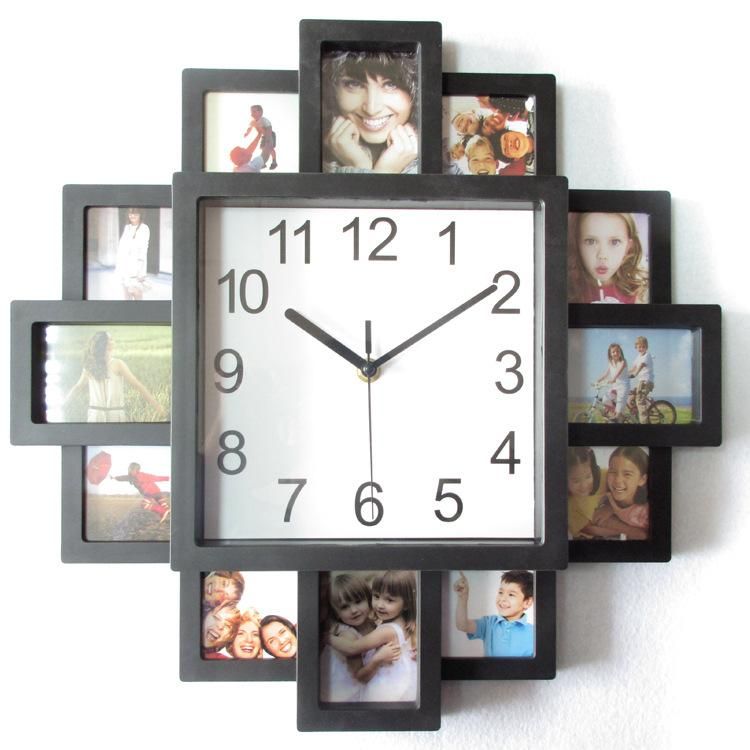 Creative Black Photo Frame 3d Wall Clocks Modern Big DIY Wall Clock