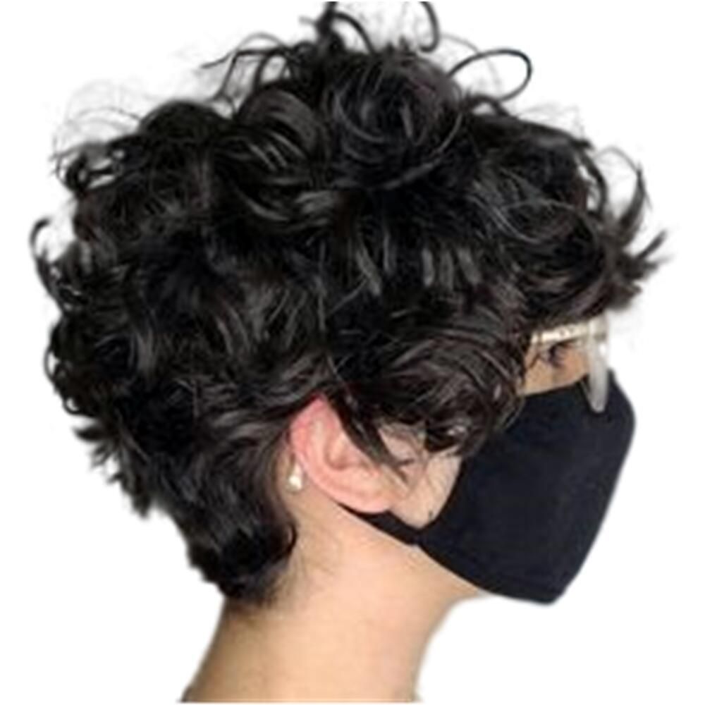 Brazilian Human Hair Gluless Short Curly machine made Wigs for Women Natural Black Wig with Middle Part Lace wavy Wig Brazilian Human Hair Gluless Short Curly machine made Wigs for Women Natural Black Wig with Middle Part Lace wavy Wig