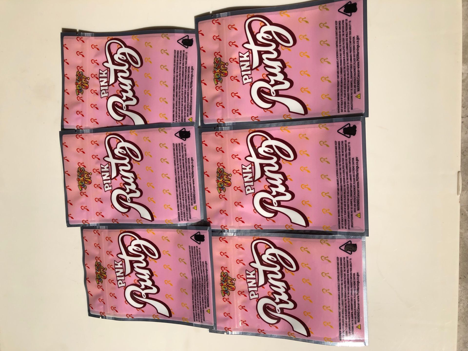2020 Jokes Up Pink Runtz Mylar Bags Local Medicated
