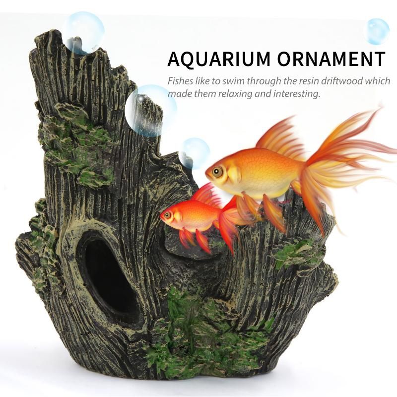 2021 Aquarium Ornament Driftwood Resin Wood Trunk DIY Hollow House Cave ...