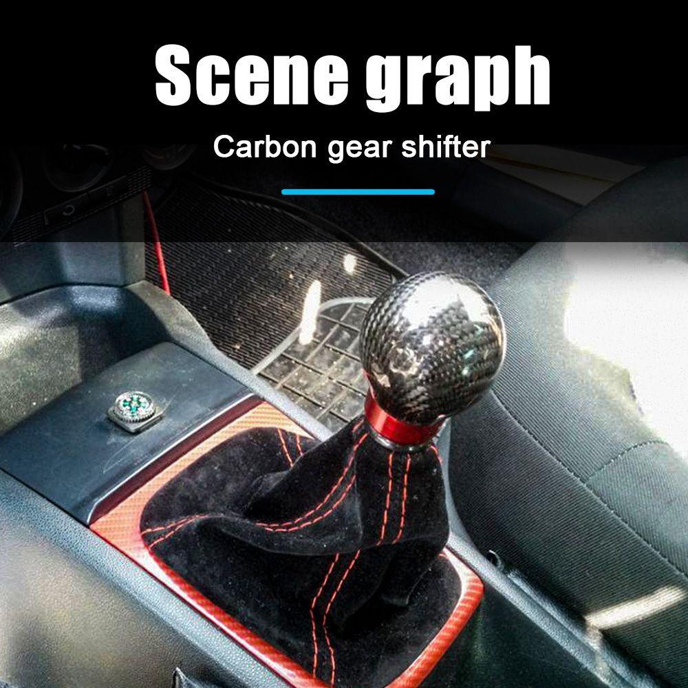 black with red line EBTOOLS Gear Shift Knob,Car Universal Manual Carbon Fiber Knob Gear Shift Head Shifter Black 6 Speed 