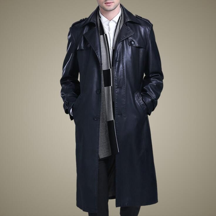 Centraliseren logboek seks Herenbont faux lente herfst motorfiets lederen jas mannen lange trenchcoat Koreaanse stand kraag zwarte heren jassen Centraliseren logboek seks Herenbont faux lente herfst motorfiets lederen jas mannen lange trenchcoat Koreaanse stand kraag zwarte heren jassen
