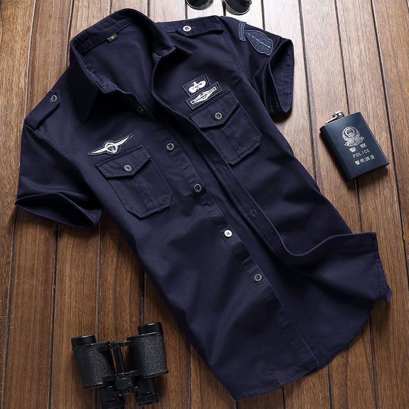 chemise militaire bleue